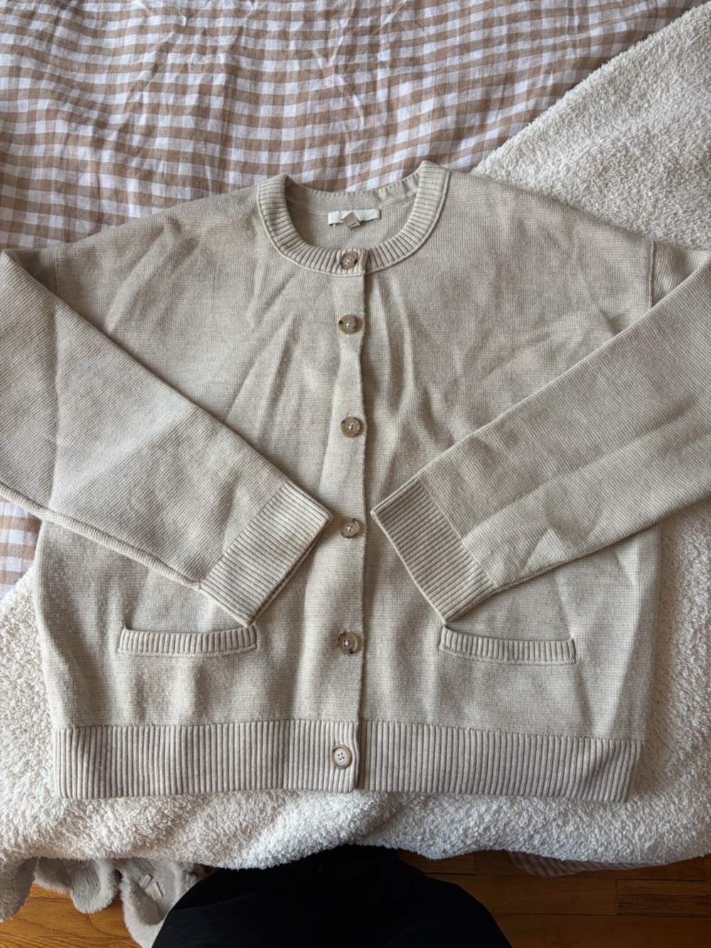 Beige Marino Wool Cardigan
